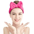 thumbnail image 2 of WHEANG Bow Knot Headband for Women Simple Sweet Hair Coral Velvet Headband for Shower Face Wash Hydrotherapy Cute Headband Casual Bow Hairband Women's Facial Makeup Headband Hot Pink One Size, 2 of 4