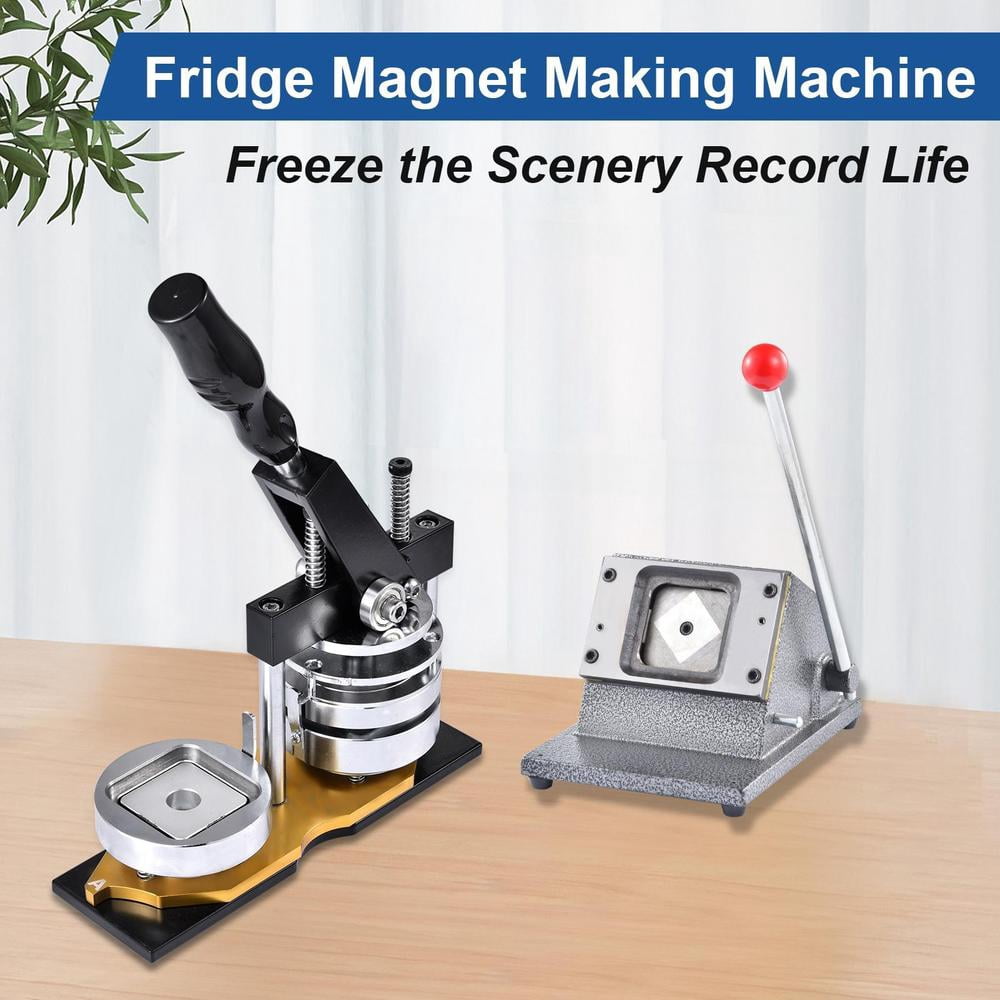 Ultra HD Photo Magnet Machine, 2x2 Inch DIY Badge Press Kit for Refrigerator Decals, Gifts, and Craft Projects