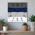 thumbnail image 6 of Navy Blue Grey Striped Wooden Wall Clock Silent Non Ticking, Farmhouse Modern Square Wall Clocks Battery Operated, Decor Clock for Home Office, Living Room, Kitchen, 10 Inch, 6 of 9