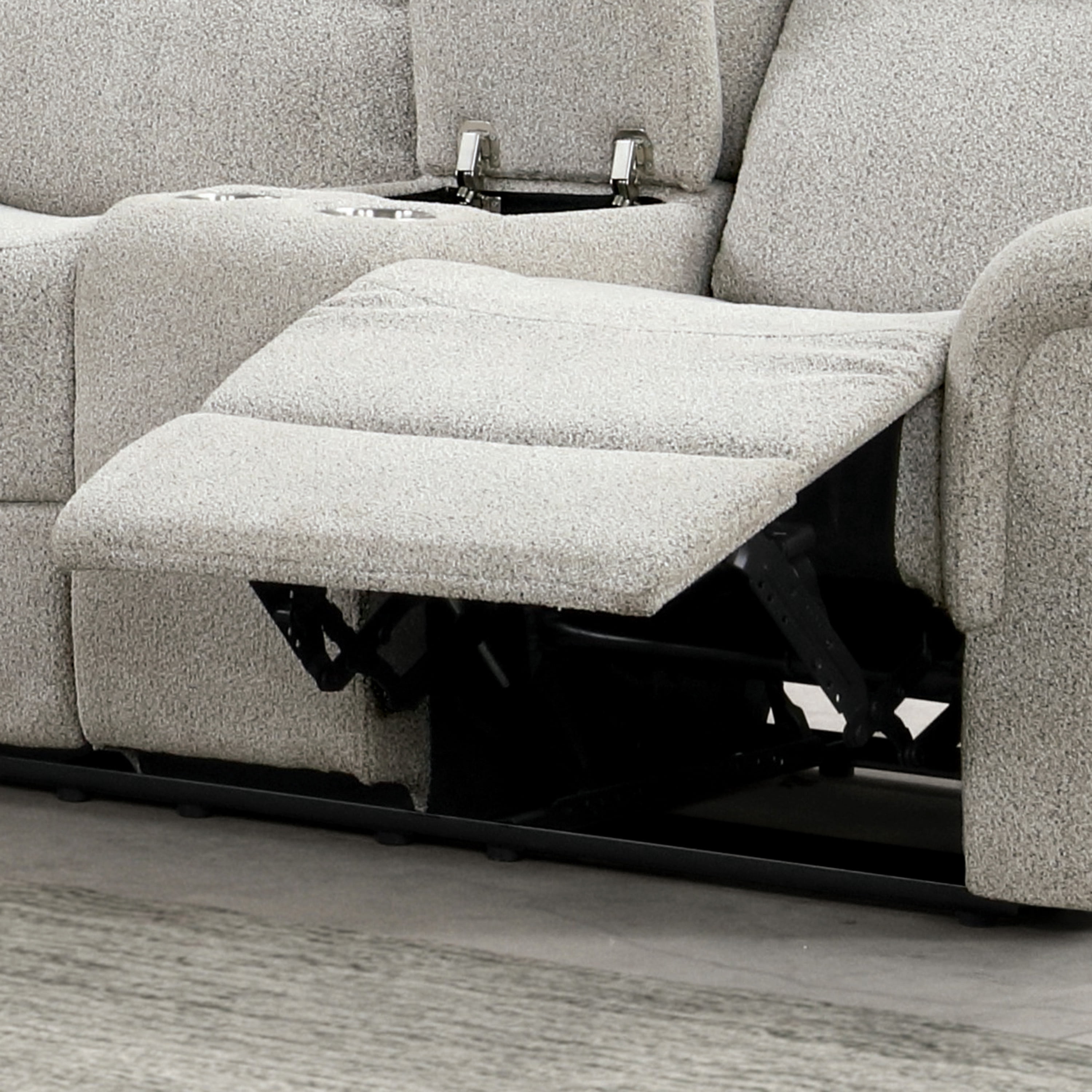 Furniture of America Paziel Modern Fabric Reclining Loveseat, Light Gray