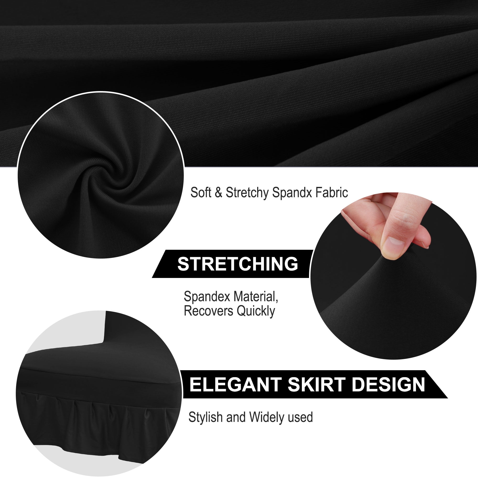 Unique Bargains Ruffled Skirt Dining Chair Cover Ruffled Seat Slipcovers Black M