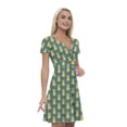 thumbnail image 1 of Women’s A Line Pineapple Summer Dress, Retro Triangle Arrangement, Cross Wrap V Neck, 6 Sizes, by Ambesonne, 1 of 2