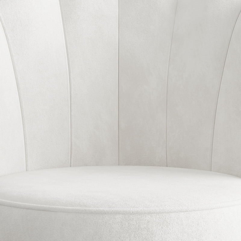 Hawsaiy Shell Back Home Office Chair with Lumbar Pillow, Modern Upholstered Desk Chair with Gold Metal Base, Swivel Adjustable Computer Chair for Home Office, White