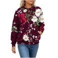 thumbnail image 5 of Cavosen Womens Crewneck Sweatshirt Floral Print Hoodie Long Sleeve Comfortable Pullover Trendy Going Out Outfits, 5 of 6