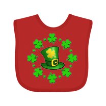 Inktastic St. Patricks Day Shamrocks and Hat Boys or Girls Baby Bib