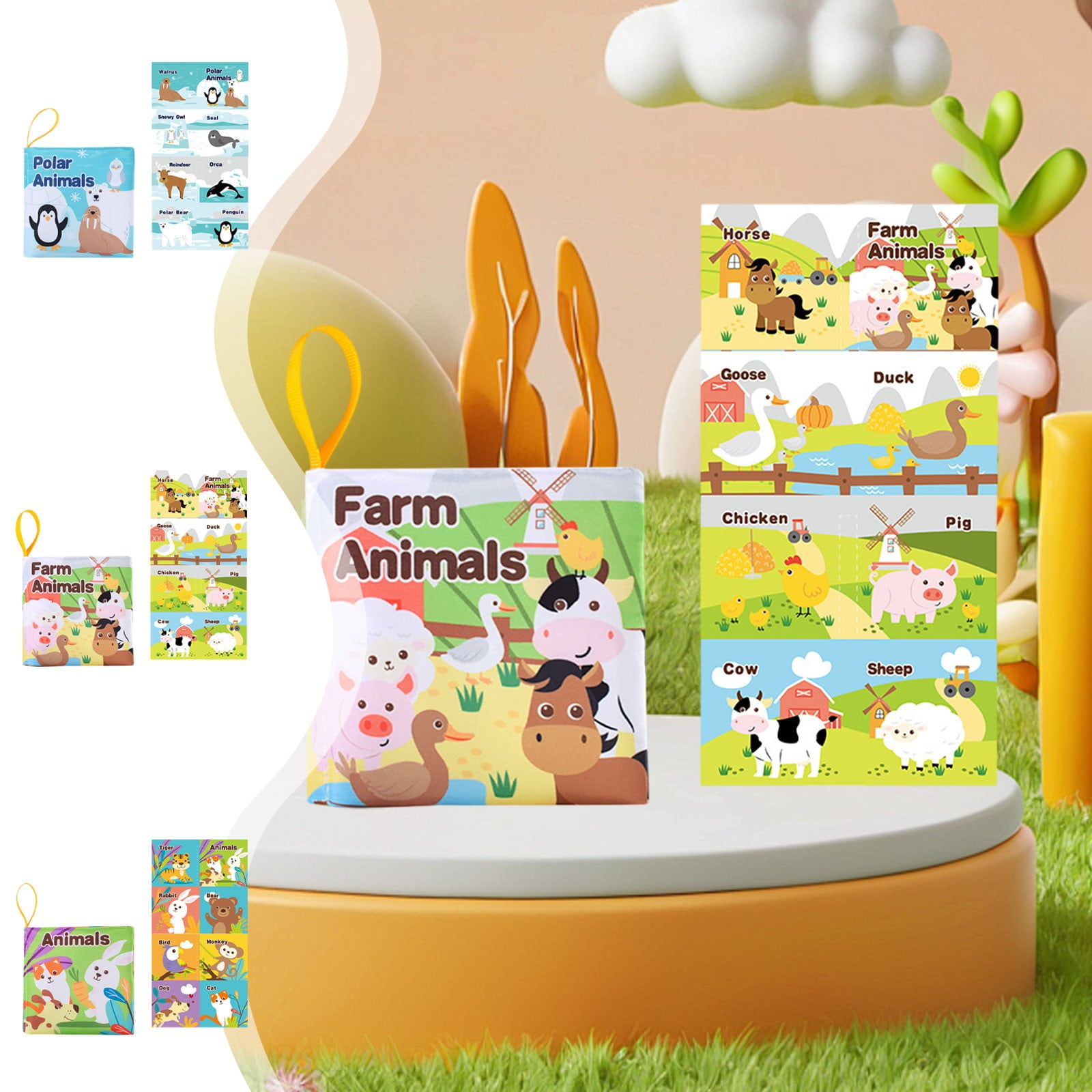 3 Pcs Montessori Busy Book for Toddlers 1-3, Touch and Feel Cloth Crinkle Books for Babies, Infant Tummy Time Early Learning Educational Sensory Toys 6-12 Months, Christmas Birthday Gifts for Kids