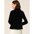 thumbnail image 4 of Blazer con solapa con muescas para mujer, manga larga, para oficina, negocios, con botones, de terciopelo Negro XS, 4 of 6