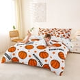 thumbnail image 2 of Castle Fairy Basketball Print Duvet Cover Queen, Stars Print Polka Dots Queen Bedding, Orange White,3-Piece,1 Duvet Cover and 2 Pillowcases, 2 of 6