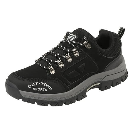 

nsendm Casual Shoes Men Sneaker Fashion Four Seasons Men Hiking Shoes Flat Bottom Non Slip Chunky Sole Sneakers Men Black 8