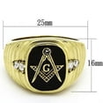 thumbnail image 2 of IP Gold(Ion Plating) Stainless Steel Ring with Top Grade Crystal in Clear for Women Masonic Theme Clear Stone Color Style TK776 Size 13, 2 of 4