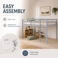 thumbnail image 4 of Miniyam Twin Loft Bed for Kids, Solid Wood Frame with Ladder and Guardrails, Space-Saving Design, Gray, 4 of 7