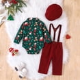 thumbnail image 4 of WUANDIXFA Baby Boy Christmas Outfit Long Sleeve Shirts Pants and Hat Holiday Party Cute Print Fall Winter Clothes,Brick Red,3-6 Months, 4 of 8
