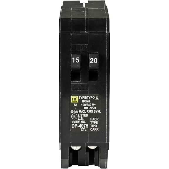 Schneider Electric Homeline Tandem Circuit Breaker HOMT1520CP - Single Pole - 1 Count, Black