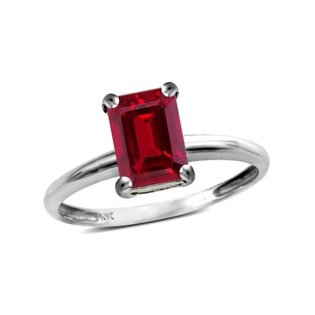 - Star K Classic Octagon Emerald Cut 8x6mm Created Ruby Solitaire Engagement Promise Ring