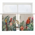 thumbnail image 2 of Summer Botanical Semi Sheer Window Curtains 45 Inches Long, Tropical Plants Birds Farmhouse Rod Pocket Voile Silky Chiffon Curtain Light Filtering Drapes for Living Room, Kitchen, 52"x45", 2 Panels, 2 of 9