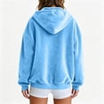 thumbnail image 4 of Domzest Womens Velour Zip Up Hoodies Oversized Full Zipper Long Sleeve Sweatshirts Fall Winter Casual Comfy Track Jackets with Pokets Sky Blue L, 4 of 6