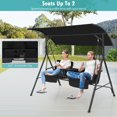 thumbnail image 4 of Gymax 2-Person Canopy Porch Swing Padded Chair Cooler Bag Rotatable Tray Black, 4 of 10