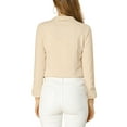 thumbnail image 3 of DARING DIVA Women's Notched Lapel Ruched Sleeve Crop Blazer XS Beige, 3 of 6