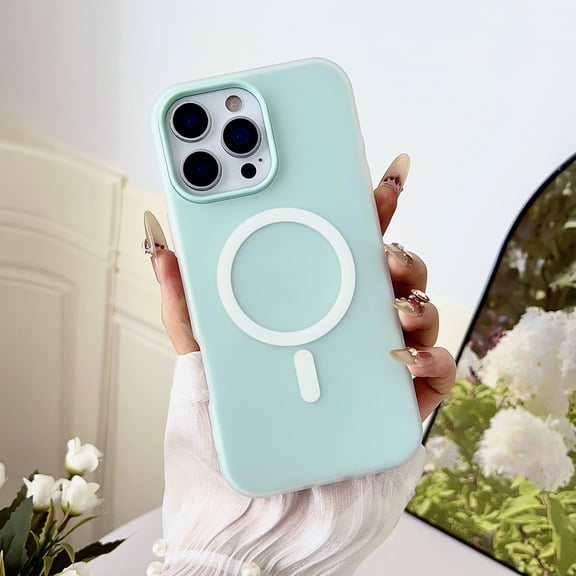 For iPhone 11 Pro Case Silicone, Magnetic Slim Thin Phone Case Compatible with Magsafe Wireless Charging, Cute Girly Aesthetic Soft Rubber Gel Safecase for Women Girls Men,Cyan