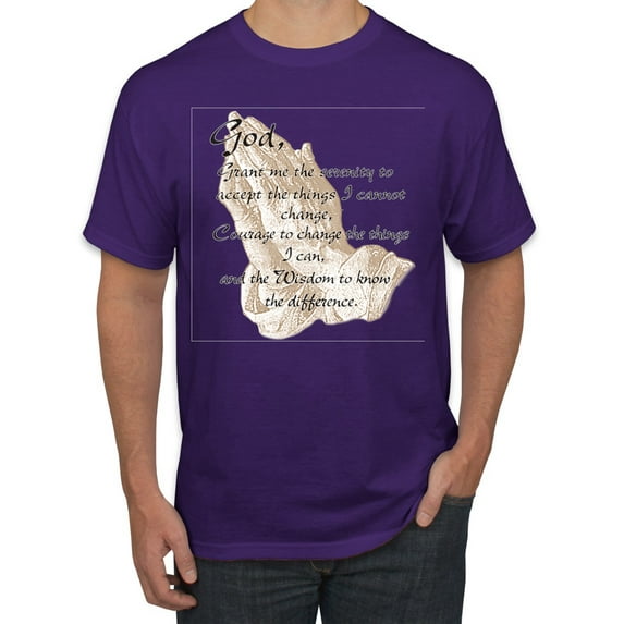 Wild Bobby, Praying Hands God Grant me the Serenity Courage Wisdom, Inspirational/Christian, Men's Graphic Tees, Purple, 3XL