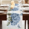thumbnail image 3 of Blue Hydrangea Retro 36 Inch Table Runner, VintageBotanical Floral Blossom Farmhouse Dresser Scarf Cotton & Linen Tablerunner for Dining/Kitchen Island/Holiday Party Décor Small 13" x 36", 3 of 9