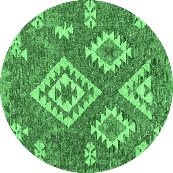 Ahgly Company Indoor Round Southwestern Emerald Green Country Area Rugs, 6' Round
