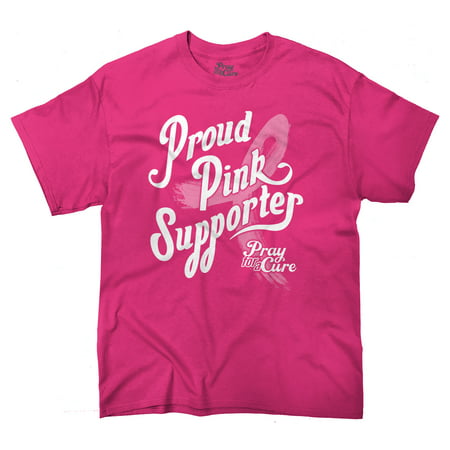 Breast Cancer Awareness T Shirt Proud Pink Supporter Ribbon  by Pray For A (Best T Shirts For Large Breasts)