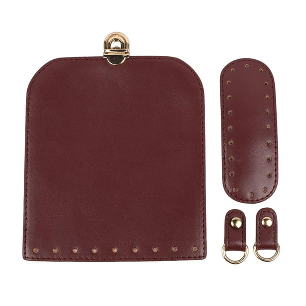 Accesorios para hacer bolsos hechos a mano, funda de cojín, tejido con base de cuero y herrajes. 3 piezas rojo