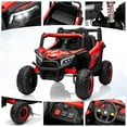 thumbnail image 4 of 12V Ride On Car,UTV Truck with Parental Remote Control,Electric Vehicle with 4 Spring Suspension,EVA Tires,Safety Belt,Double Open Doors,Bluetooth,Music,LED Lights for Ages 3-8 Years,Red, 4 of 6