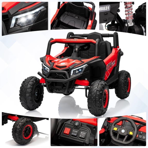 Acekid Ride On Car 12V UTV Truck Parental Remote Control Electric Vehicle 4 Spring Suspension EVA Tires Safety Be
