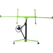 Trilenars Gypsum Board Rolling Lift Panel, 11 Foot Hoist Jack Lift, Gypsum Board Lift, 150 Lb Load Bearing Panel Lift Tool, Heavy Steel, with Telescopic Arm and 3 Lockable Wheels ,Green + Black