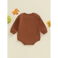 thumbnail image 6 of Aojekbee Baby Girls Boys Sweatshirts Rompers Halloween Clothes Pumpkin Face Patch Long Sleeve Toddler Fall Bodysuits, 6 of 10