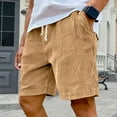 thumbnail image 4 of GrmtClth Mens Corduroy Shorts Elastic Waist Casual Lightweight Cargo Shorts Drawstring Loose Fit Vacation Summer Shorts with Pocket Khaki L, 4 of 4