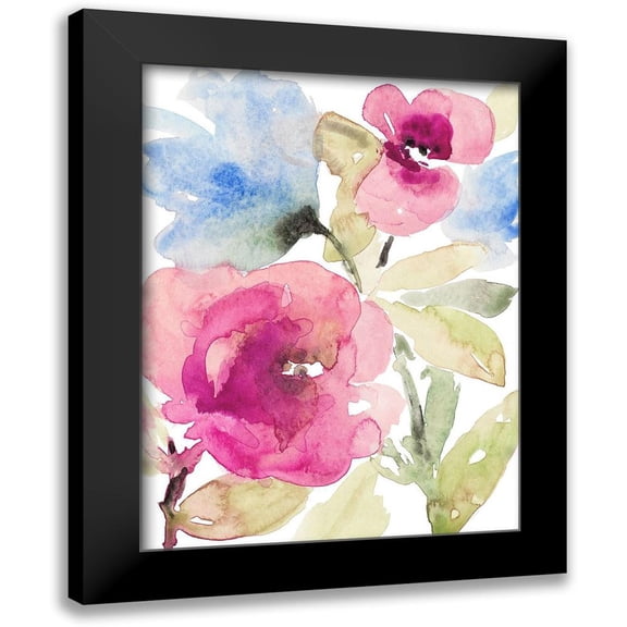 Loreth, Lanie 12x14 Black Modern Framed Museum Art Print Titled - Peaceful Florals I