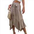 thumbnail image 1 of Faldas Largas para Mujer, Cintura Alta, Estilo Renacentista, Dobladillo Irregular Caqui XL, 1 of 9