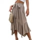 thumbnail image 1 of Faldas Largas para Mujer, Cintura Alta, Estilo Renacentista, Dobladillo Irregular Caqui XL, 1 of 9