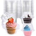 thumbnail image 2 of Paquete de 50 contenedores individuales para cupcakes, cajas de plástico para cupcakes, soportes apilables para cupcakes con cúpula profunda, 2 of 8
