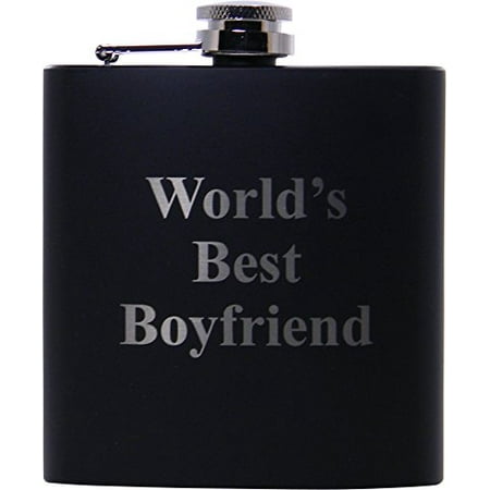 World's Best Boyfriend 6oz Flask - Great Gift for Birthday,Valentines Day, Anniversary or Christmas Gift for Boyfriend, (Best Gift For Bf On His Birthday)