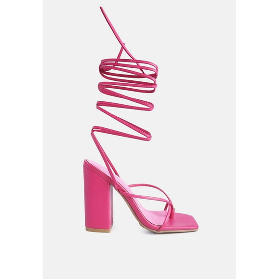 Pole Dance Lace Up Block Heel Sandals