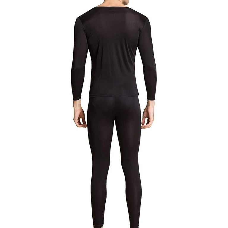 Grenasasilk Men's Silk Long Johns Mulberry Silk Long Underwear V-Neck  Breathable Thermal Underwear Sets & Undergarments X-Large Black