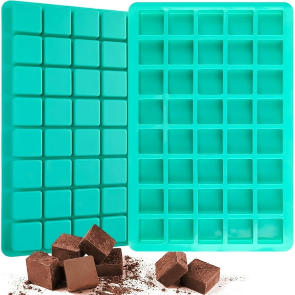 Siloon 2 Pack Caramel Candy Molds, 40 Cavities Square Cube Silicone Molds for Chocolate, Candy, Ice Cubes, Gummy, Ganache, Jelly, Truffles