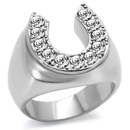 - Men's 1.26Ct Cubic Zirconia Stainless Steel 316 Silver Horseshoe Ring Size 12