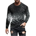 thumbnail image 2 of Blusas y camisas de manga larga con cuello redondo para hombre, blusa informal de manga larga con cuello redondo y estampado de rayas, blusa de poliéster para hombre, 2 of 5