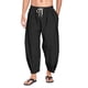 thumbnail image 1 of Pantalones casuales sueltos de color sólido elástico con cordón de moda de verano para hombres Pompotops  oipoqjl41721, 1 of 5