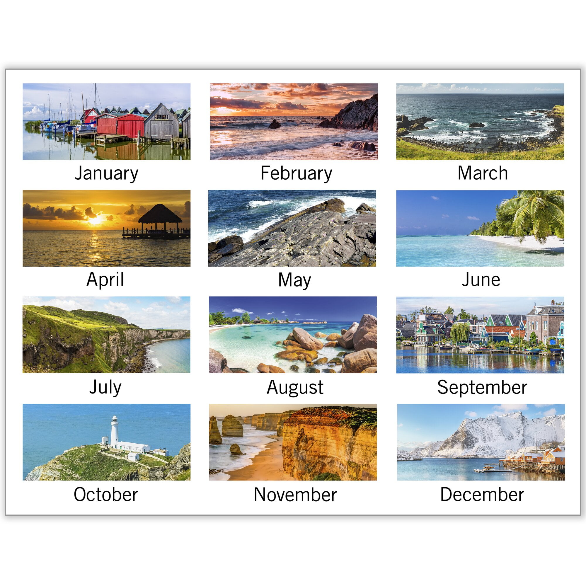 AT-A-GLANCE 2026 Panoramic Seascape Monthly Desk Pad Standard 21 34 x 17 - Desk