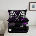 thumbnail image 5 of Erosebridal Sport Racing Checkered Bedding Sets Queen with Comforter, Purple Duvet Insert, Chic Honeycomb Decor, Lightweight, 5 of 8