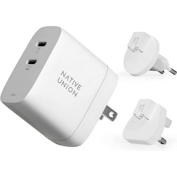 Native Union Fast GaN Charger PD 67W – Ultra-Compact Multi-Device Power Delivery Enabled USB-C Charger Up to 67W – for MacBook Pro, iPads, iPhones, Pixel, Galaxy & Other Type-C Devices (White)