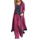 thumbnail image 2 of ICHUANYI Clearance Women 3 Set Soft Vest T-Shirt Long Sleeve Fall Open Front Cardigan Coat Top Long Hight Waist Trouser Pant Casual Suit(Red, XXL) ICHUANYI WER2023081107790, 2 of 6
