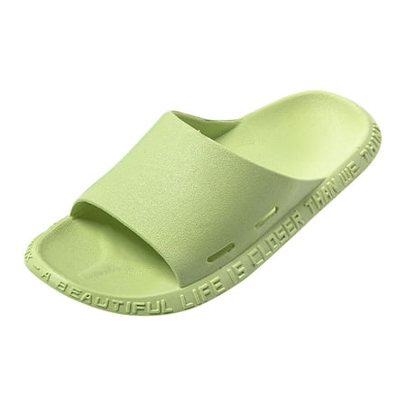 

Cathalem Women Slippers Fashionable New Pattern Simple Solid Color Side Letters Comfortable Flat Bottomed Slip On Slippers Mint Green 39