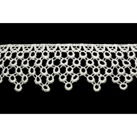 Altotux 2" Embroidered Ivory Circle Cluster Venice Lace Trim Guipure By Yard